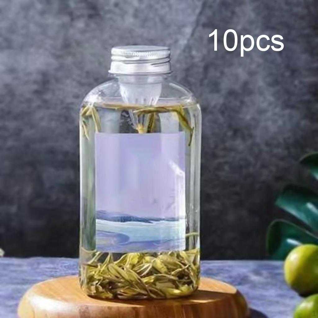 10 Pezzi Bottiglie Vuote per Succhi Contenitore per Bevande, Multiuso Riutilizzabile con Tappi Ermetici per