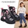 Girls Martin boots 2025 winter new children's boots boys British versatile medium and older children's velvet short boots