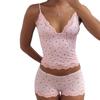 European & American Floral Lace Camisole and Shorts Pajama Set