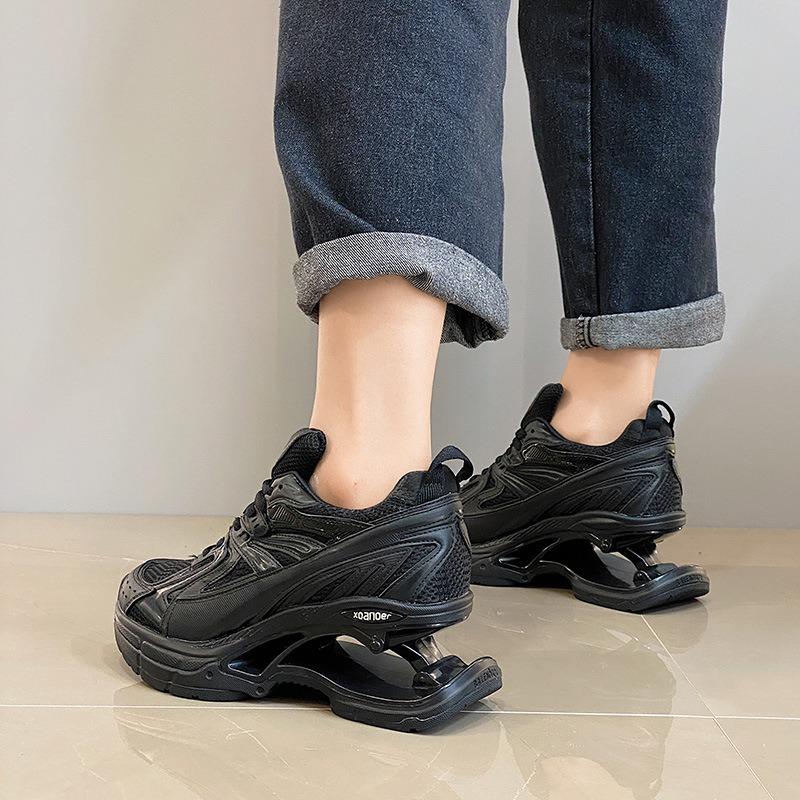Spring Shoes Women's New Heightening Thick-soled Suspension Breathable Shock-absorbing Sports Shoes