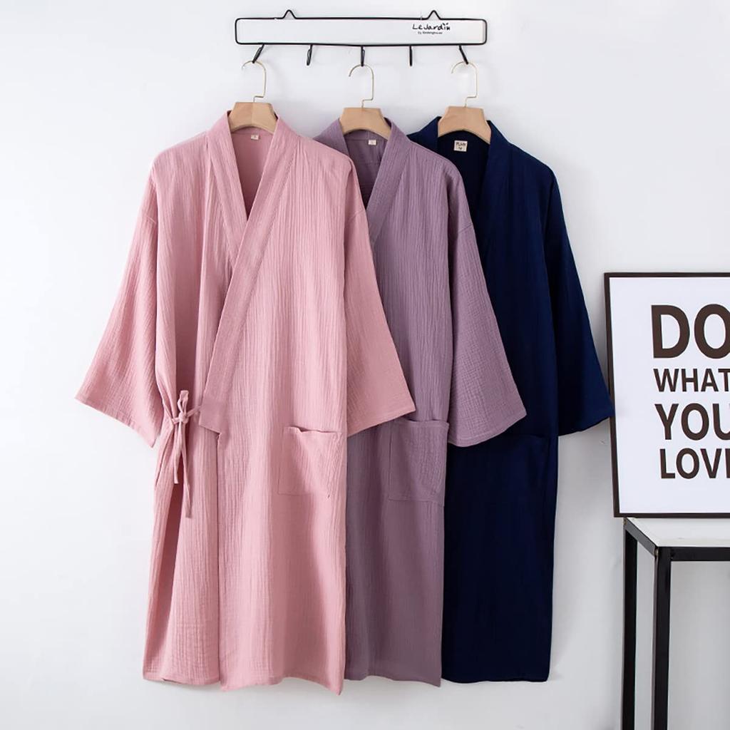 RANGEL Pajamas for Men and Japanese Style Yukata Breathable Relaxed After Plain Size L ASHE Women, Loungewear, Sleepwear, Jinbei,