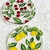 Embossed Design Fruit Plate Lemon Pattern Dinner Plate Multi-purpose Shallow Plate  Birthday Party