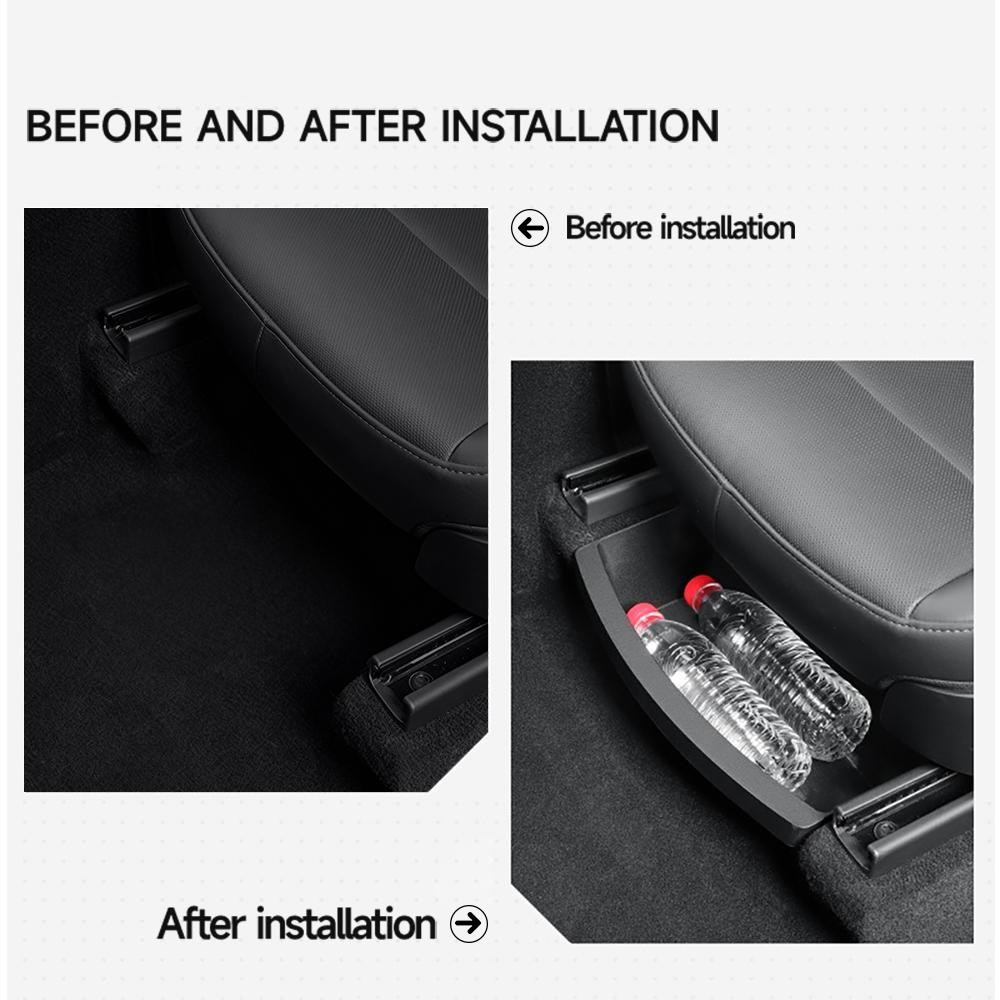 Heenvn For Tesla Model Y Juniper Model YL 2025 2026 2Pcs TPE Car Under Seat Storage Box Case Organizer Underseat Drawer Tray