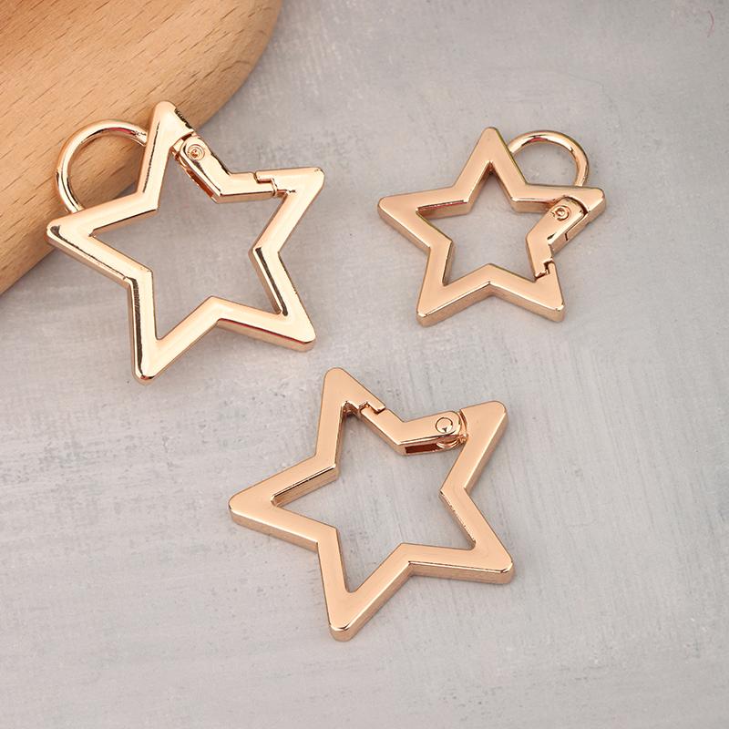 Hollow Star Shaped Spring Clasp Metal Carabiner Keychain Bag Clip Hook Dog Chain Buckle Connector Diy Jewelry Making Accessories