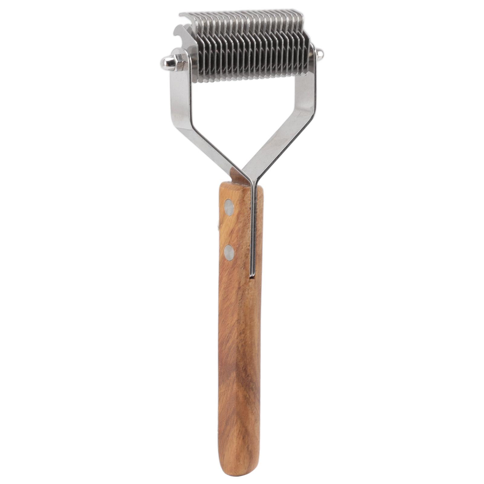 

Pet Undercoat Rake Knots Removal Double Row Wood Handle Dog Hair Shedding Brush for Cat Puppy Grooming