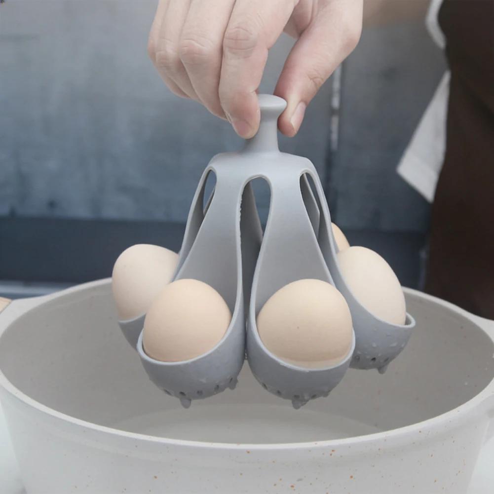 1Pc 4/6 Egg Holder for Home Kitchen Ideal for Steaming Eggs for Family Breakfast High-Temperature Resistant Silicone Egg Cooker
