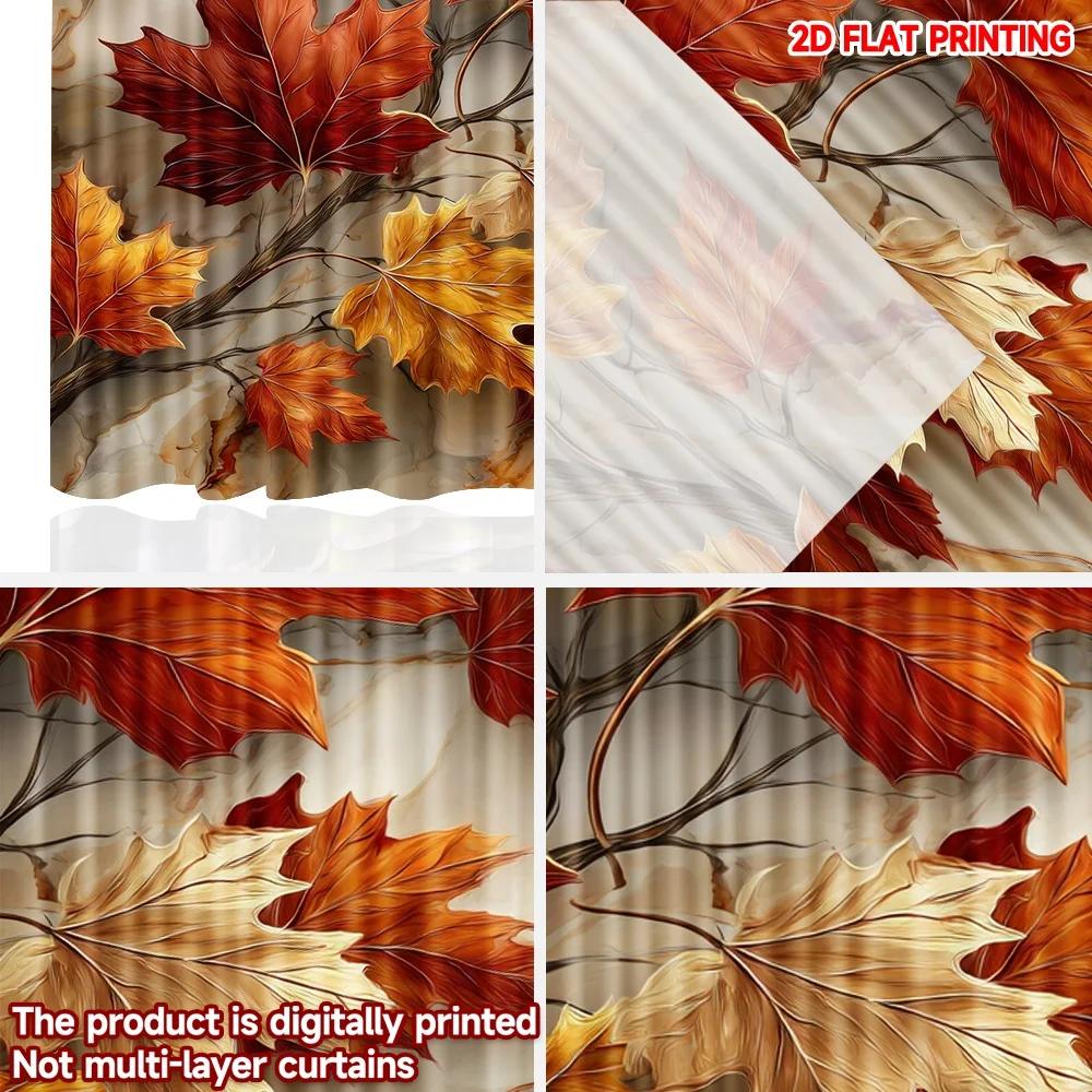 Set di 2 Tende Foglie d'Autunno Rosso Arancio Giallo Vivaci Motivo Foglie d'Autunno Caldo Accogliente Camera da Letto Soggiorno Decorazione Tenda Poliestere Perfetto Per Ottimo