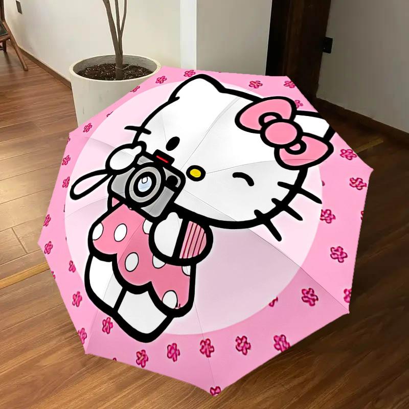 1PC Hello Kitty Umbrella-8-Rib Reinforced, Automatic Open, Lightweight & Durable, Cute Fashion Accessory for Outdoor, Beach or Casual Use, Beach Umbre