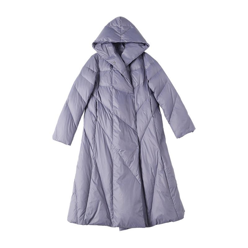 European Station Autumn and Winter New Women's Fashion Skinny Warm Hooded Easy to match Trend Medium and Long Down Jacket