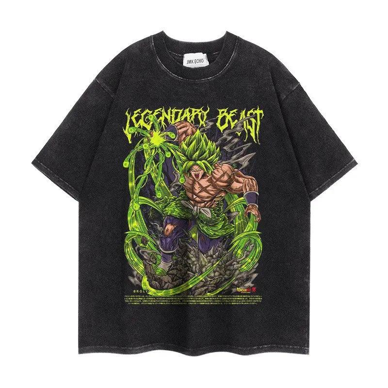 Oversized Dragon Ball Broly Anime T-shirt Man Women Vintage Washed Short Sleeve Tee Streetwear Loose Casual Top Summer Y2k 2026