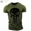 Men Sports Casual O-Neck T-Shirt, Military Patriotic Skull  Print Oversized Short Sleeve Tops