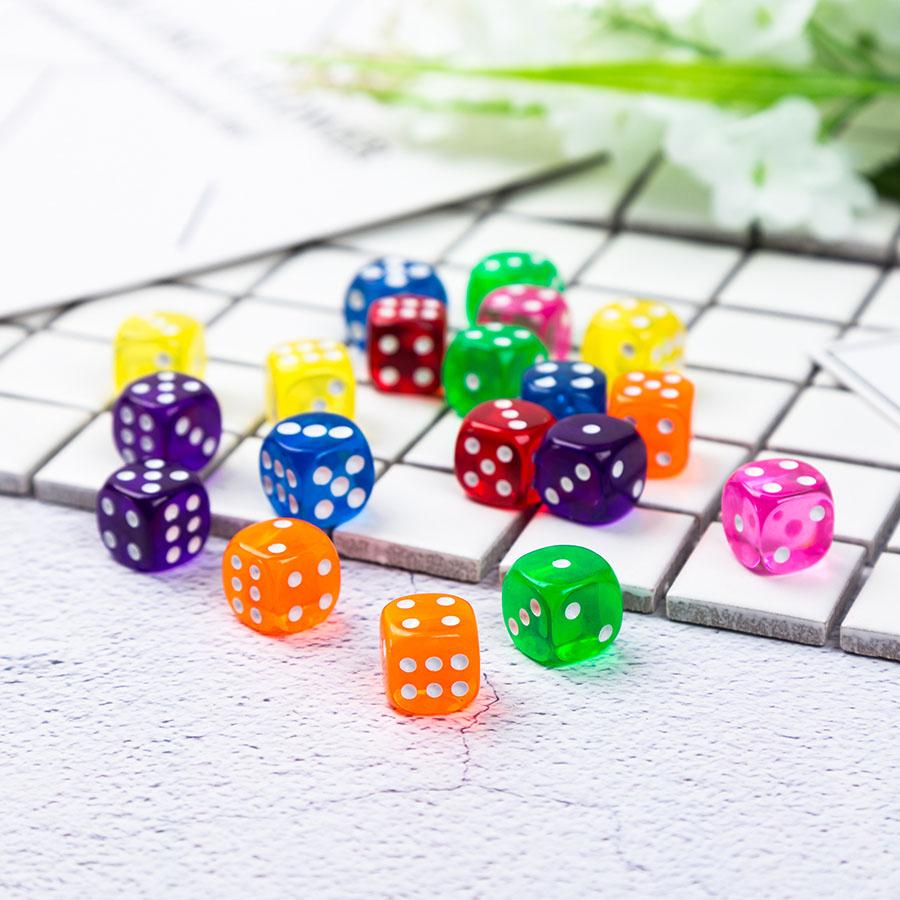 10/20pcs 14mm Acrylic Colour Transparent Rounded Dice Party Entertainment Drink Game D6 Crystal Dice Table Board Game JXB