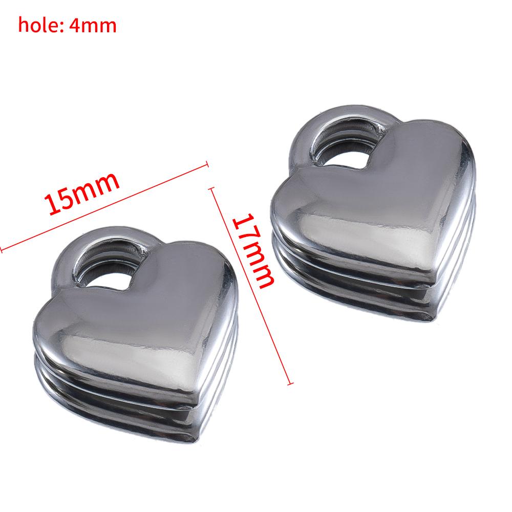 5pcs Glossy Heart Lock Charm Stainless Steel Gold Color Love Couple Pendant Earring Necklace Choker DIY Jewelry Making Wholesale