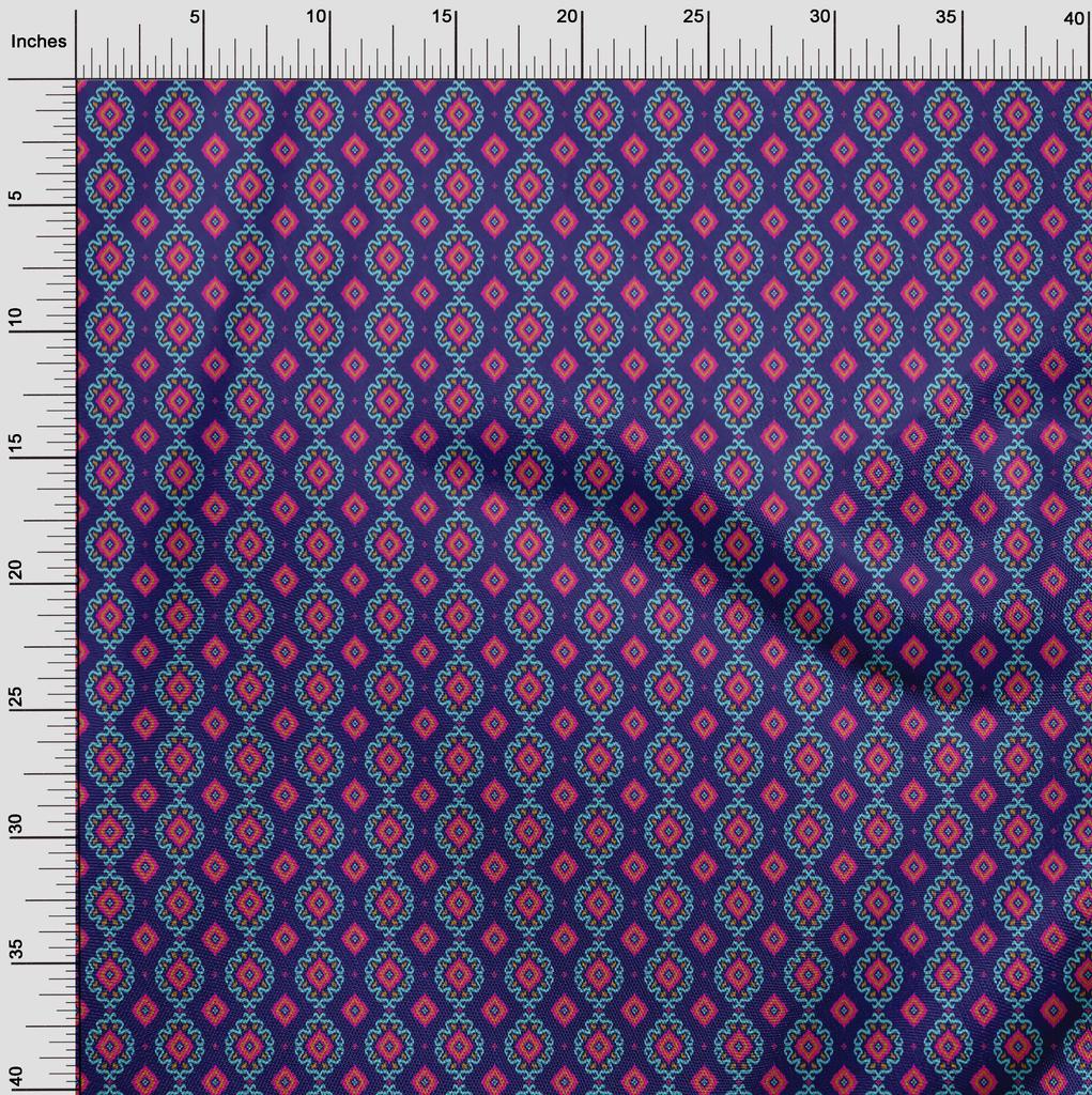 oneOone Cotton Flex Fabric Diamond & Swirl Ikat Print Fabric BTY 40 Inch