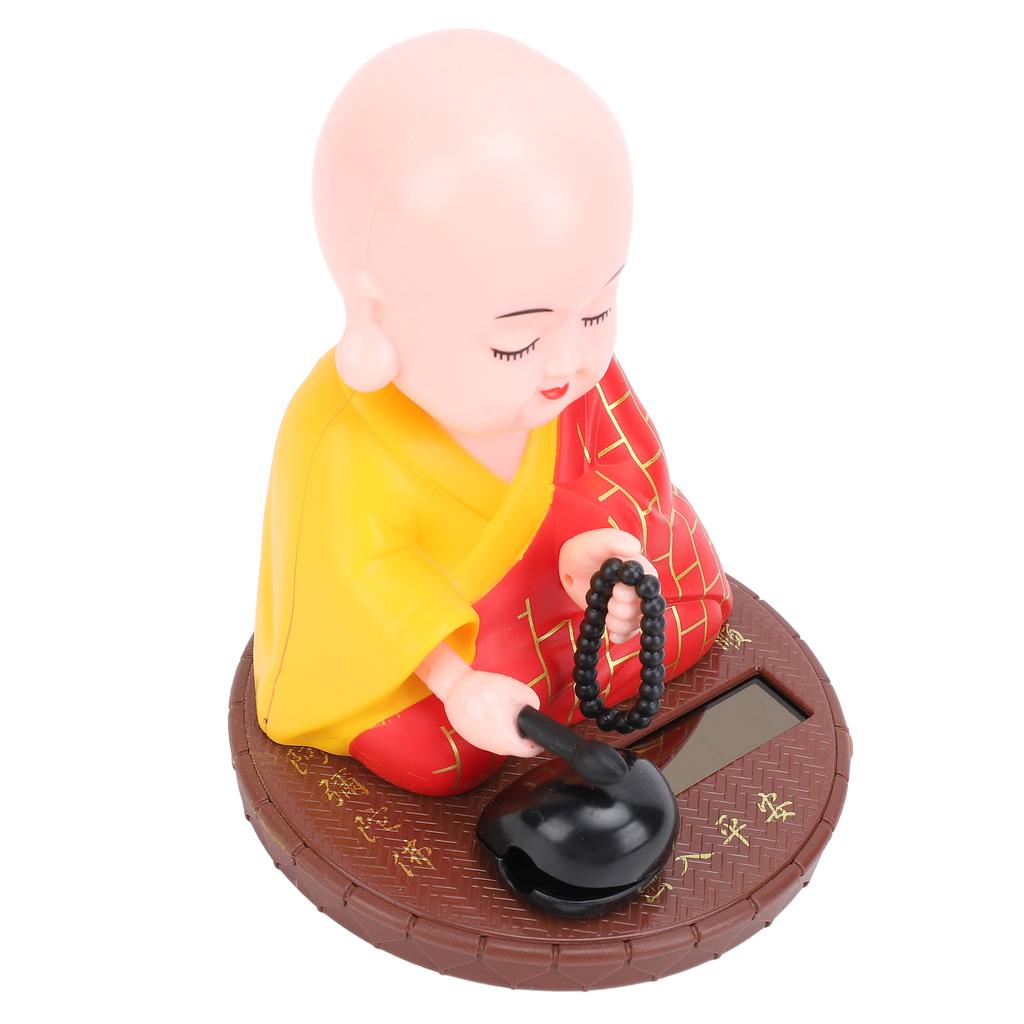 Little Monk Solar Figurine Funny Auto Nodding Knocking Chinese Monk Statue Toy Dashboard Ornament for Car Desktop Decor