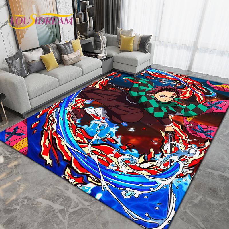 Cartoon Demon Slayer Area Rug Large,Carpet Rug for Living Room Children's Room Decoration,Kids Play Crawl Non-Slip Floor Mat