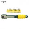 Portable Ratchet Wrench Tool Set 14 Inch with 10 Bits and 9 Sockets