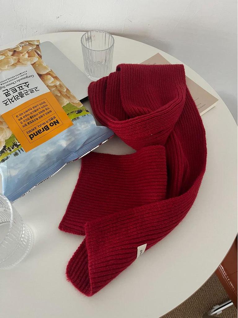Red Winter Scarf: Cute Korean-Style Neck Warmer for Women & Couples - Perfect New Year & Christmas Gift