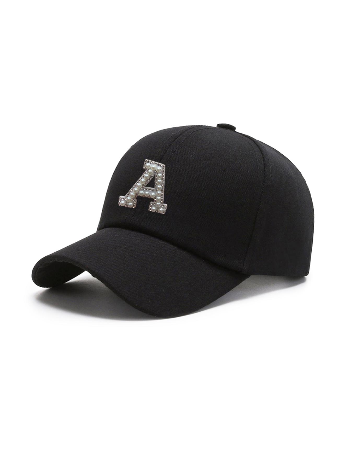 

1 Pc Pearl Letter A-Z Women s Couple Woman s Stylish Baseball Cap New Design Casual Street Versatile Sun Protection Visor Hat Br One Size