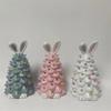Easter Decoration White Pottery Rabbit Figurines Led Glowing Animal Ornament Rabbit Tree Crafts for Easter Party Decor