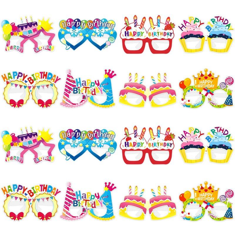 Paper Birthday Party Glasses Decorative Props Kids Adult Celebration Costume Accessory Fun Photo Booth Prop