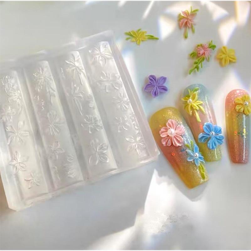 Embossed Ice Flower Nail Art Silicone Mold for Easy Demolding - DIY Resin Nail Polish and UV Gel Accessories