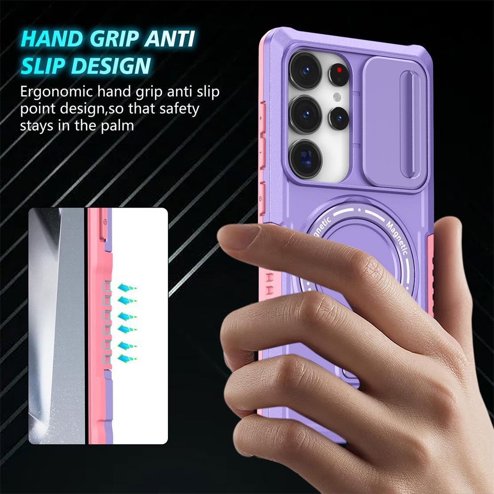 Custodia Blindata Ibrida Per Samsung Galaxy S26 S25 S23 S24 Ultra S22 Plus S26 FE S25 Edge Supporto per Auto Cover Ricarica Wireless Magnetica