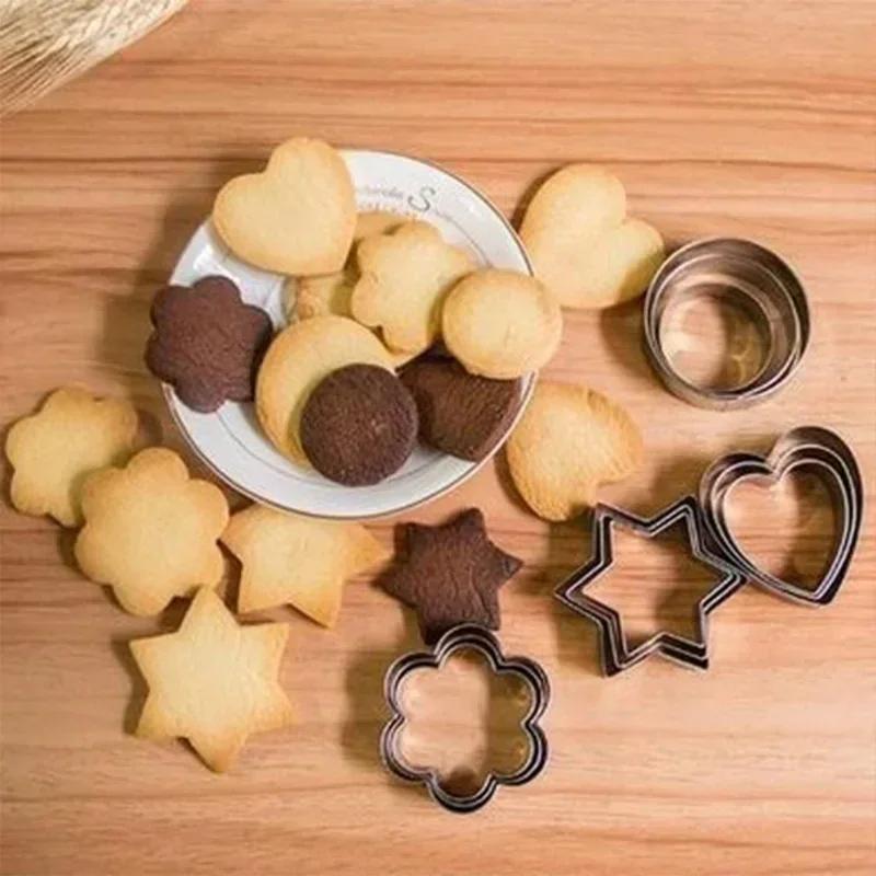 Kitchen Creative Handmade Baking Tools 24pcs/set Stainless Steel Biscuit Mould Portable Round Shape Cake Fondant Accessories