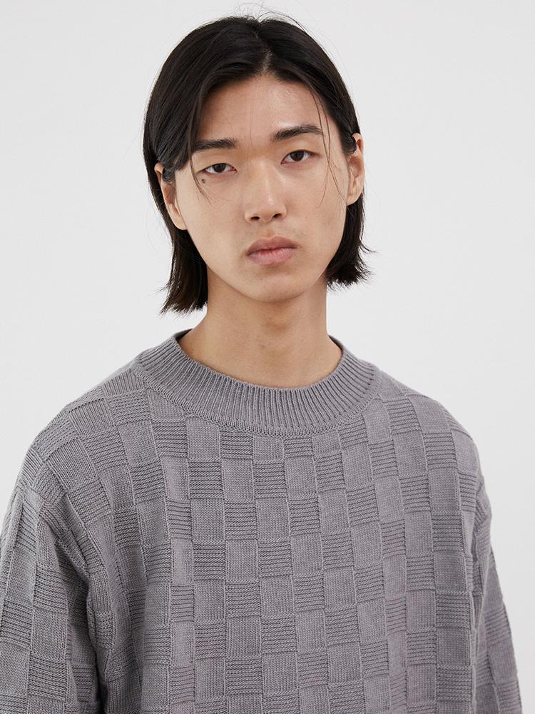 JUAN HOMME Squared Weaving Knit (Grey)