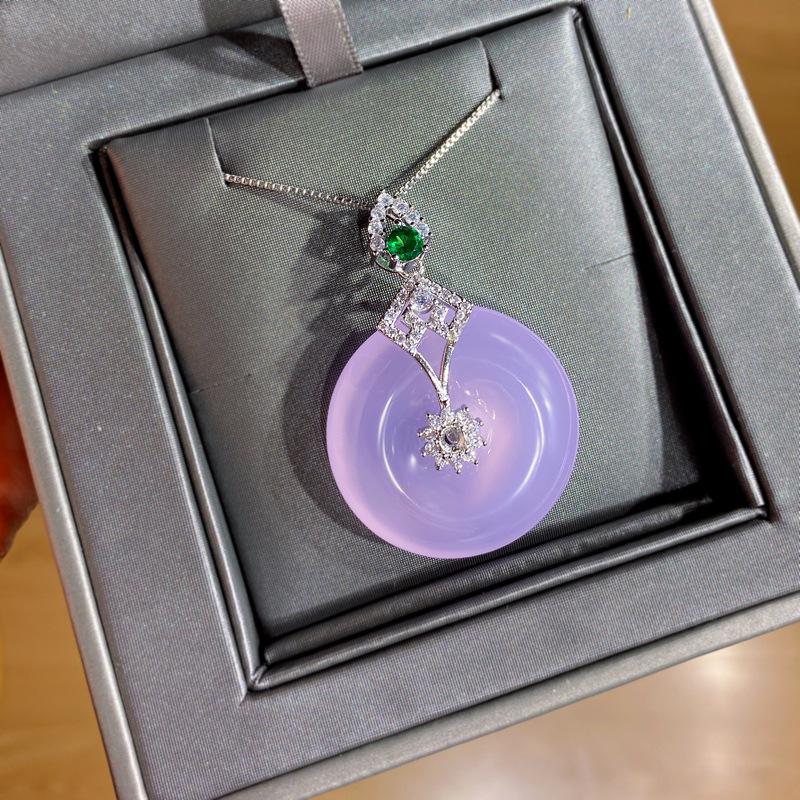 Sace Gems Klassische lila Peace-Schnalle-Zirkon-Anhänger-Halskette für Damen, modisches Geschenk