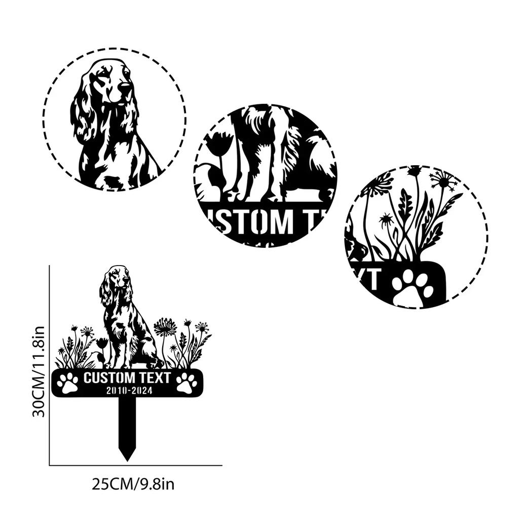 Unique Custom Metal Garden Art Dog Memorial Stake Personalized Pet Funeral Sign Outdoor Yard Decoration Irish Setter Lover