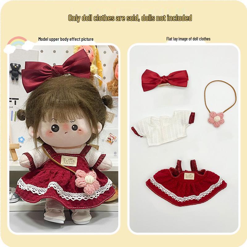 20cm Cotton Doll Dress-Up Set: Cute Figure Skirt & Overalls