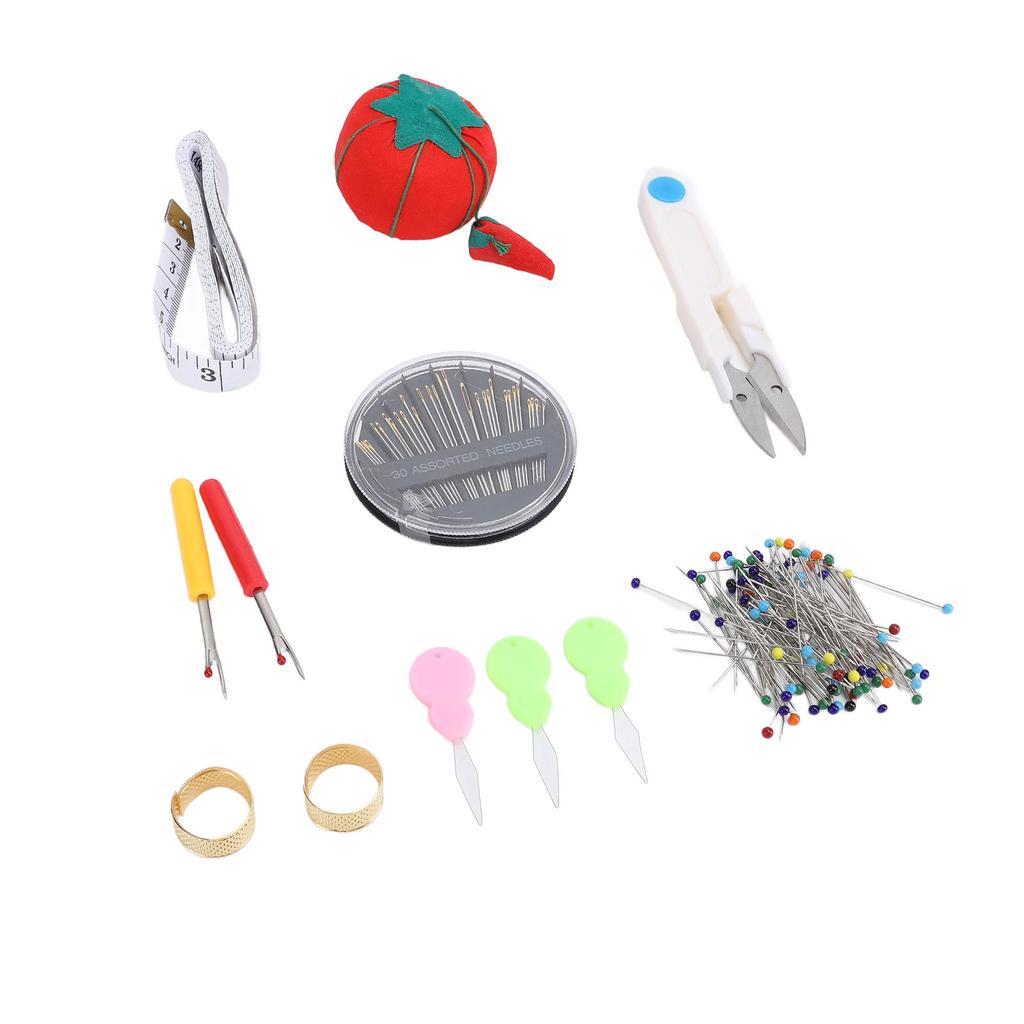 Sewing Pin Cushion Kit Cute Tomato Pin Cushion Glass Ball Head Pins Self Threading Needles Sewing Tool Set