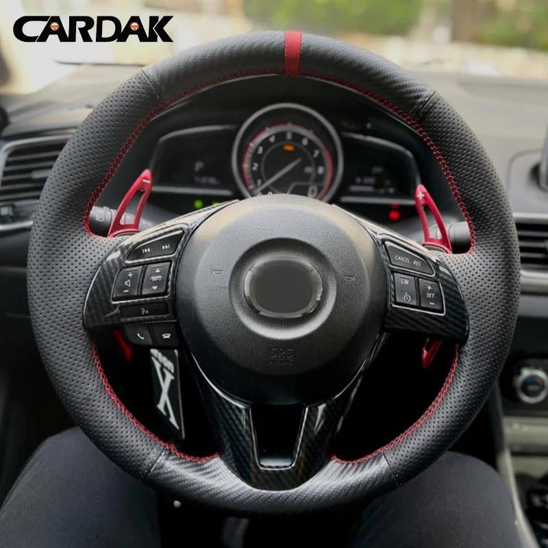 Coprivolante in Pelle Fibra di Carbonio CARDAK per Mazda 3 Axela Mazda 6 Atenza Mazda 2 CX-3 CX-5 2013 2014 2015 2016 2017