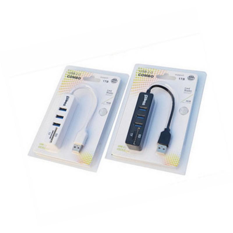 Power Strip with 3 USB Ports, 2.0 Hub, Cable Hub, and All-in-One TF/SD Card Reader Splitter