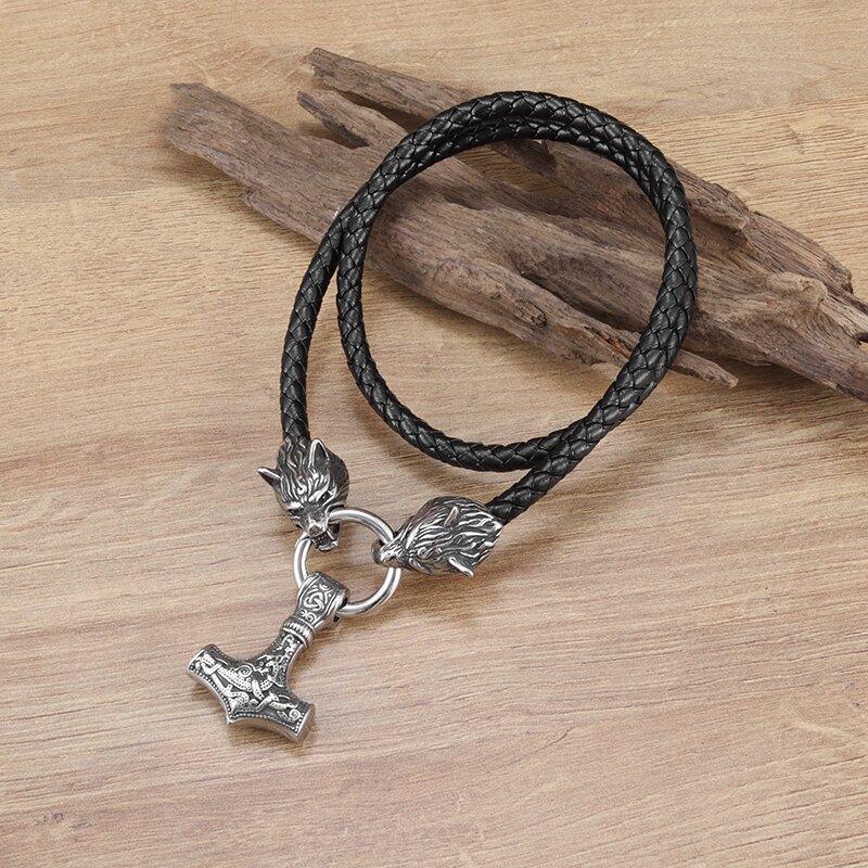 Vintage Nordic Celtic Thor Hammer Necklace Men\\\'s Amulet Silver Color Pendant  Jewelry Punk Necklace