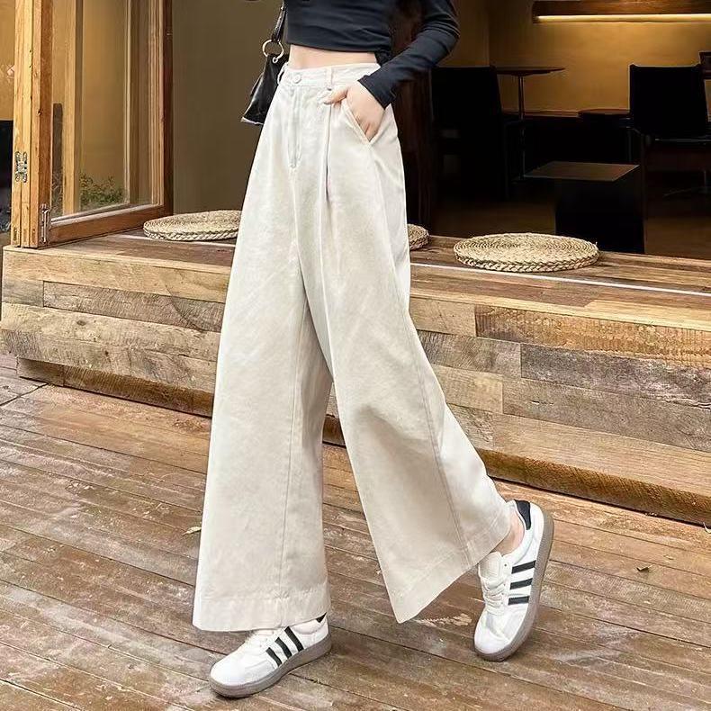 

2026 New Women s Apricot High-Waisted Wide-Leg Loose-Fit Petite Casual Long Pants L (recommended for 102-115 cm) абрикосовый