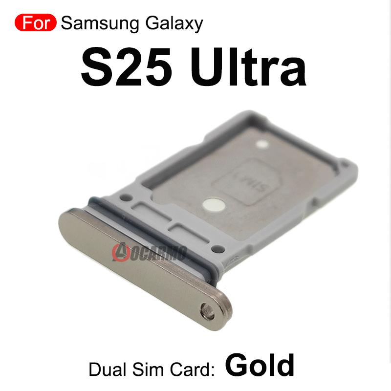 

For Samsung Galaxy S25Ultra Sim Tray Dual Sim Card Holder Slot Replacement Part Black Silver Gold Dual---Gold