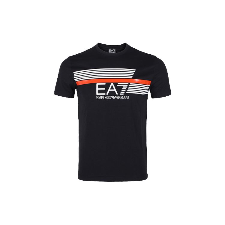 Emporio Armani EA7 Printed Logo Crew Neck Casual Short Sleeve T-Shirt Men T-Shirts Black 3HPT34-PJ02Z-1200 M