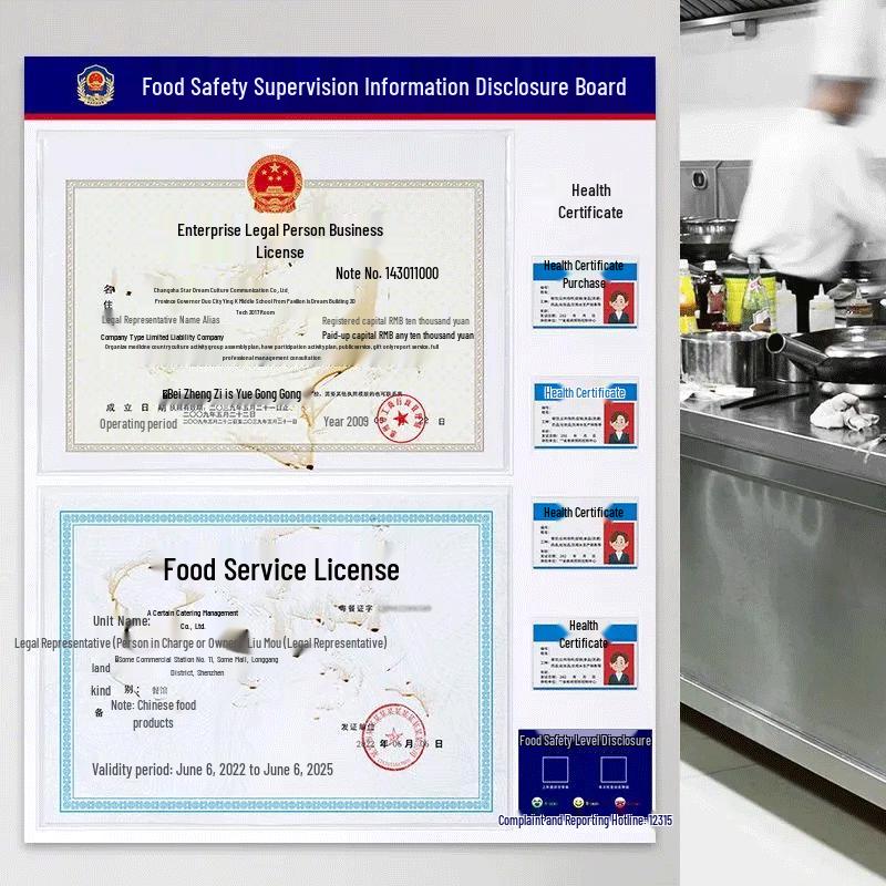 Wall-Mounted Food Safety & Business License Display Board
