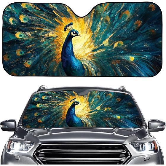 Talayituse Funny Family Dogs Print Windshield Sunshade for Car SUV Truck Foldable Uv Ray Reflector Front Window Sun Shade Visor Shield Cover