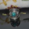 Tibetan Turquoise & Silver Ring, White Copper Open Style, Unisex Nepal Handicraft