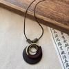 Alloy pendant, Zen wooden pendant, necklace, women's retro Hanfu long sweater chain, national style decorative item.
