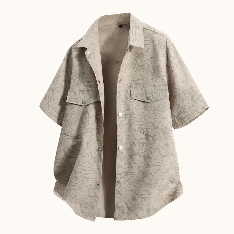 Men's Short Sleeved Shirt, Summer Collar, Inch Shirt, Loose Oversized Shirt