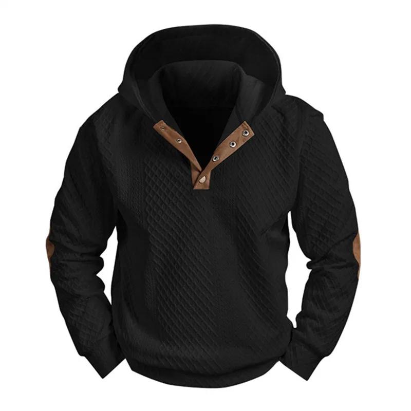 Autumn Winter Heavyweight Hoodie Men Vintage Hooded Hoodies Loose Pull On Loose Sweatshirt Male Knit Streetwear Hooded Pullovers