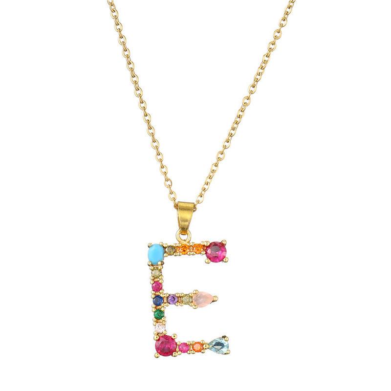 Colourful Crystal CZ 26 Capital Initial Letters Pendant Necklace For Women Gold Pendant Necklace Initial Jewelry