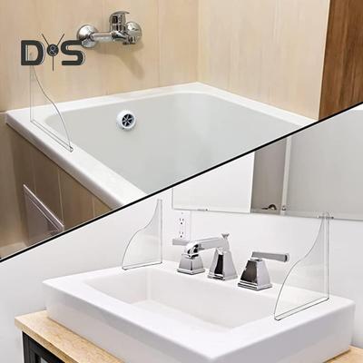 2-teiliger Spritzschutz für die Dusche, selbstklebend, einfach zu installieren, transparentes Design, Wasserschutz für die Dusche, Spritzschutz für Badewannenecken, Acryl