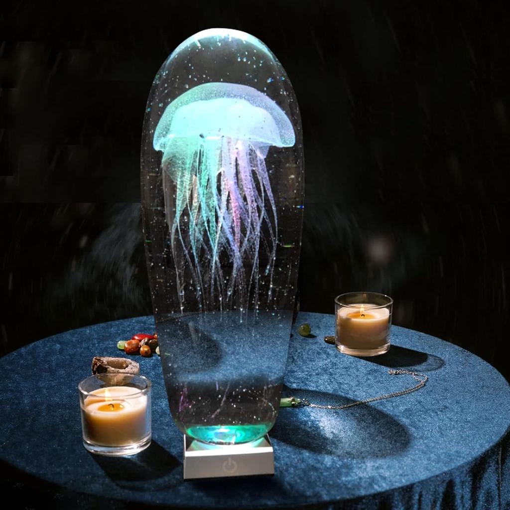 6 Colors LED Light Base Show Stand Display Plate with Sensitive Touch Switch for 3D Laser Crystal Glass Art, 2 Round + 2 Square, blue