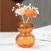 Nordic Style Vertical Striped Glass Gourd Shaped Transparent Glass Vase Desktop Home Office Decoration Housewarming Gift