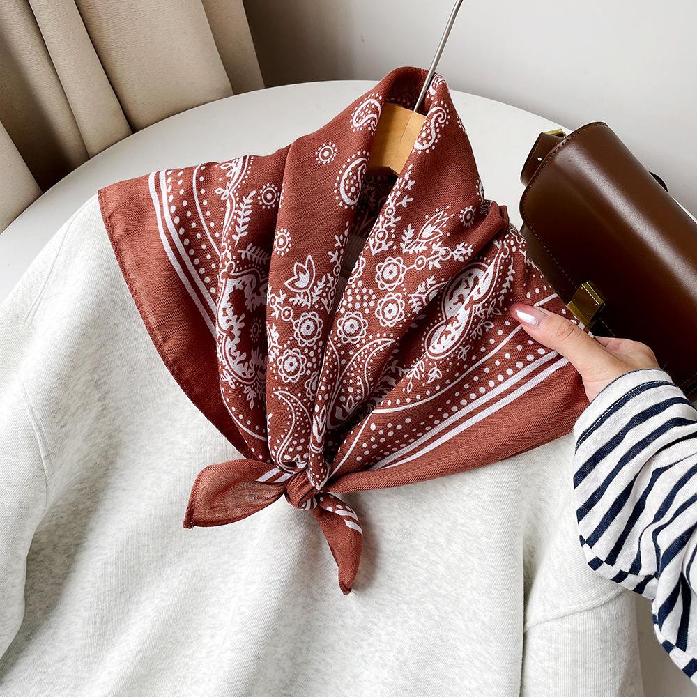 Ethnic Style Fashion Printed Silk Scarf 70 Simulation Silk Scarf Versatile Square Scarf Belt Silk Scarf Clothing Waist Seal Scarf